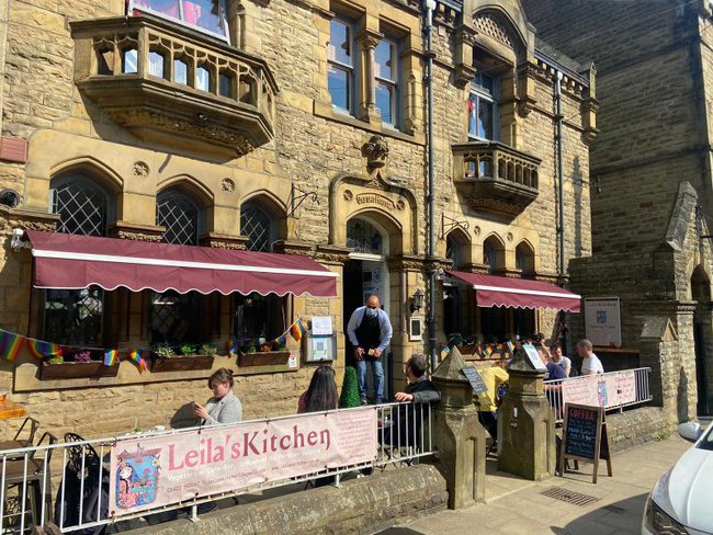 Front of the cafe outdoor seating area